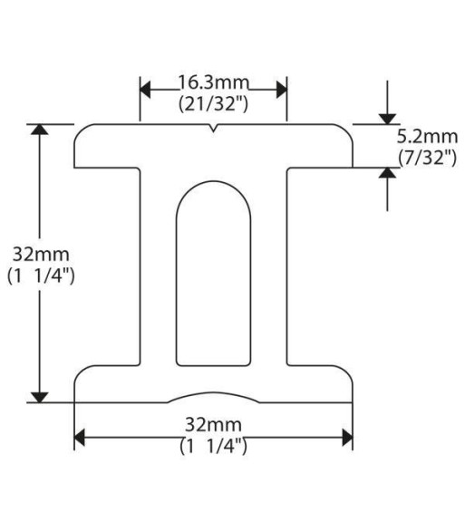 Ronstan I-skinne 32mm, 2m