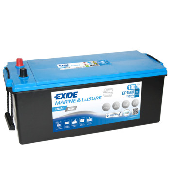 Exide Dual AGM batteri m/poler i samme side, 180 Amp