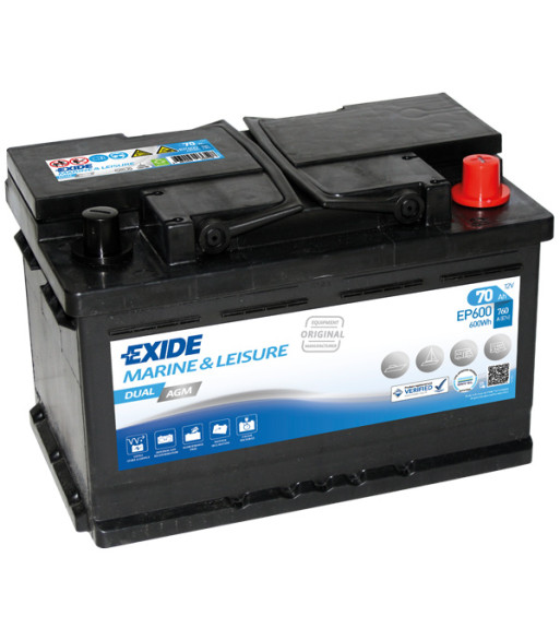 Exide Dual AGM batteri, 70 Amp