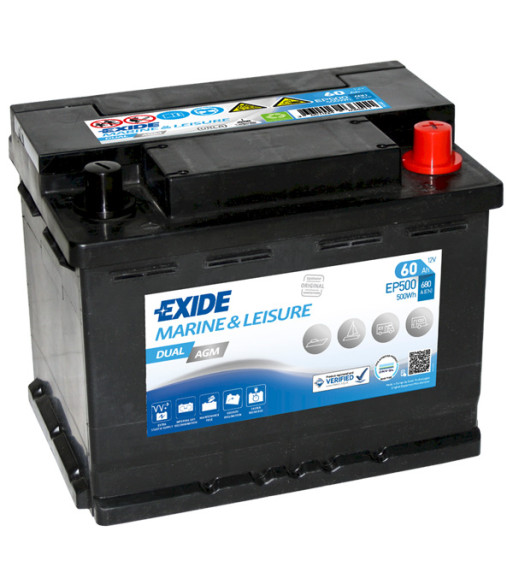 Exide Dual AGM batteri, 60 Amp