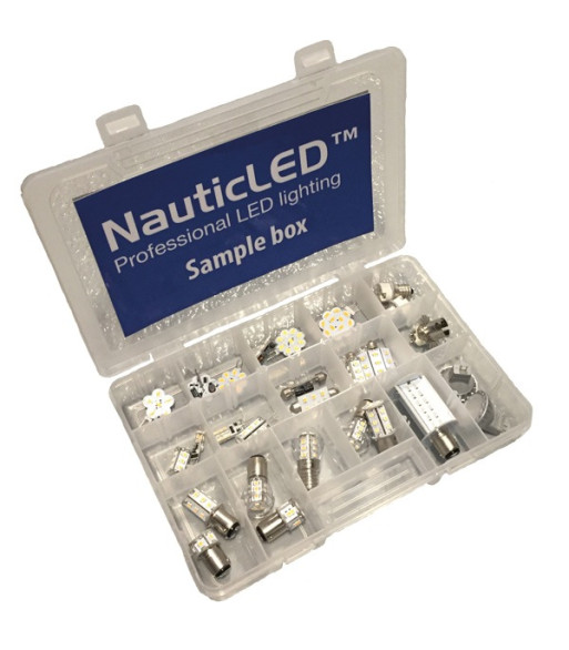 NauticLed sample box med 36 led-pærer og adapter