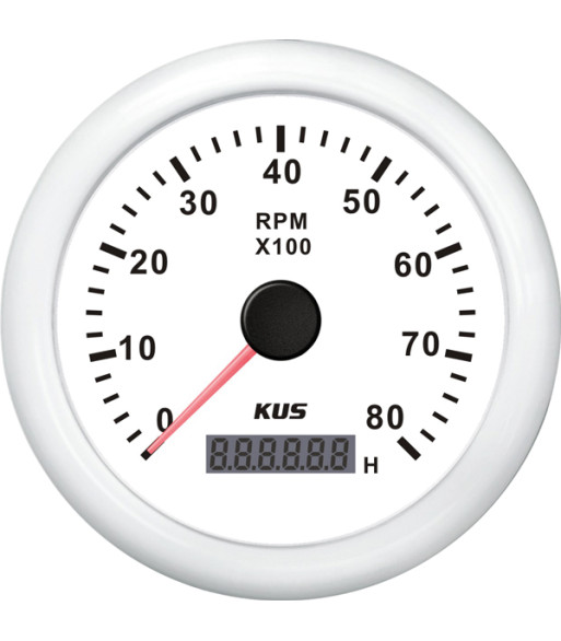KUS omdrejningstælle til benzin hvid, 0-8000