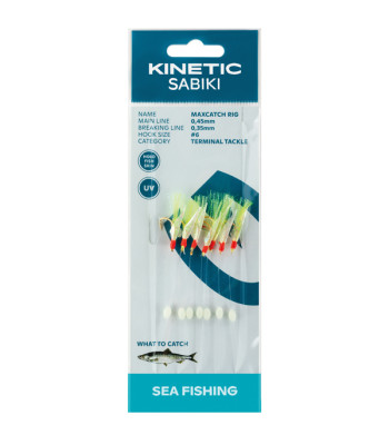 Kinetic Sabiki maxcatch sildeforfang, 7stk Fishskin gul