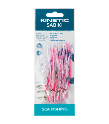 Kinetic Sabiki blæksprutte torsk/sej, 3stk Pink/glimmer