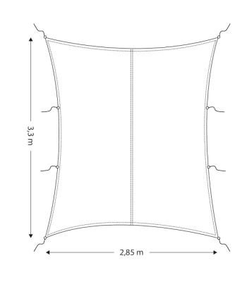 Solsejl/presenning retangulær 2,85 x 3,3m