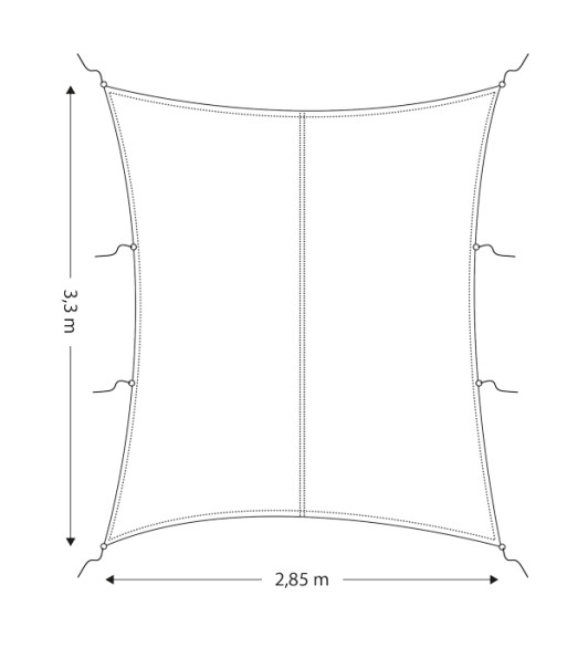 Solsejl/presenning retangulær 2,85 x 3,3m