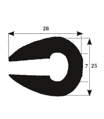 Fenderliste 28x25mm sort, 50m