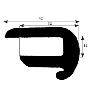 Fenderliste med drypkant 42x12mm grå, 50m