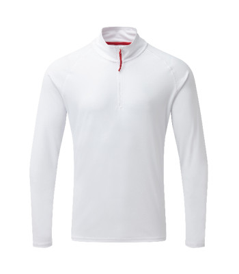 Gill UV009 Langærmet zip T-shirt men's UV50+ hvid, str M