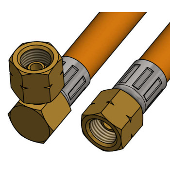Gasslange 80 cm, 1/4" gevind LH vinklet og LH omløber