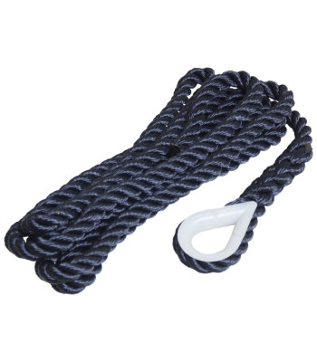 Robline fortøjningstov 3 slået m/kovs navy, 14mm x 2,5m