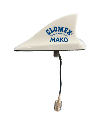 Glomex Mako VHF antenne hvid, 8m kabel og stik PL259