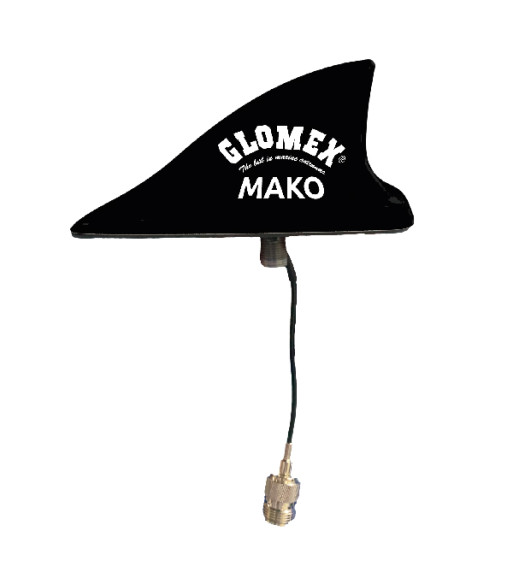 Glomex Mako VHF antenne sort, 8m kabel og stik PL259