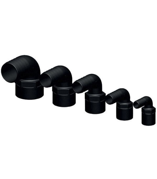 Trudesign 90° slangestuds 38mm sort 1 1/2" indvendig gevind