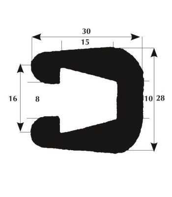 Fenderliste 30x8mm sort, 50m