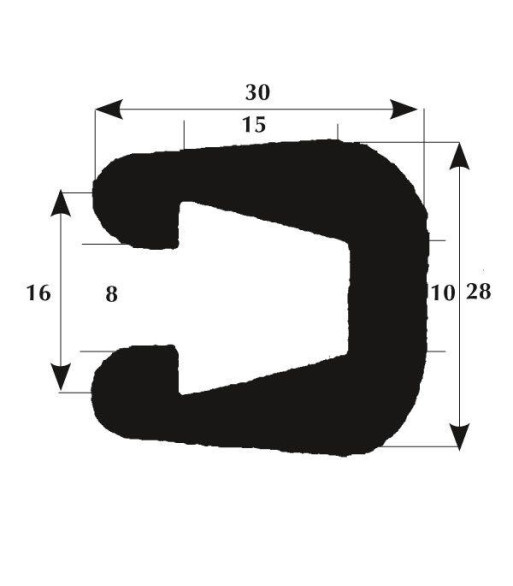 Fenderliste 30x8mm sort, 50m