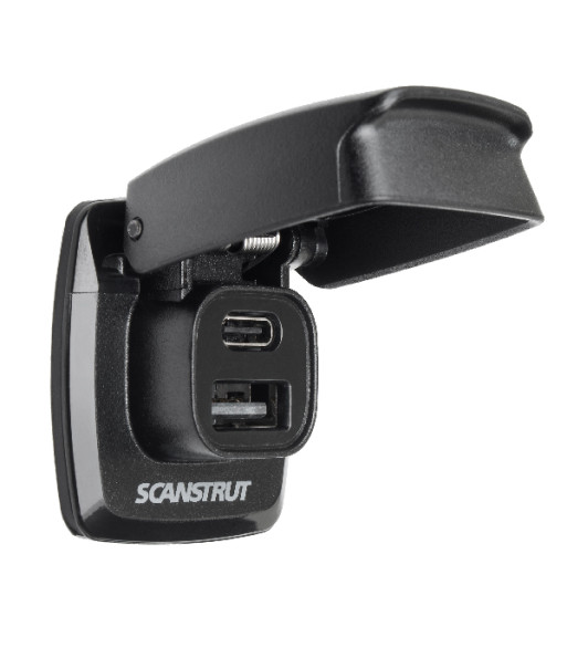 ScanStrut Flip-Pro USB-A & USB-C lader vandtæt, 12-24V